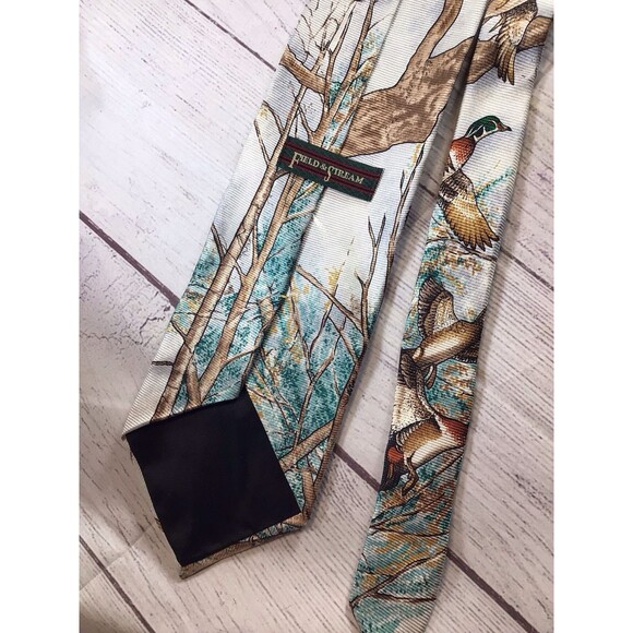 Vintage Field & Stream Men’s Silk Tie Ducks Nature - Picture 9 of 12